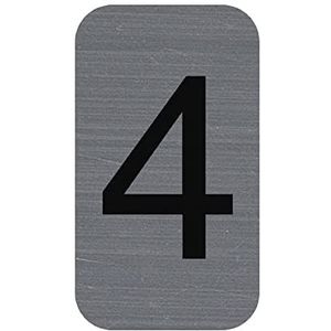 Exacompta - Ref. 67184E - 1 kleefplaat met het cijfer 4 - Bedrukt wandbord - Op alle oppervlakken - Geborsteld aluminium look - Afmetingen : 2,5 x 4,4 cm