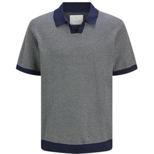JACK & JONES Heren Jprcceaston Knit Split Neck Ss, Naval Academy, XS