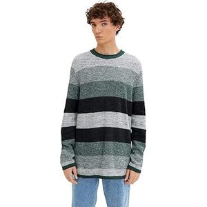 TOM TAILOR Denim Uomini Gebreide trui met strepen 1033773, 30905 - Green Off White Color Flow, S