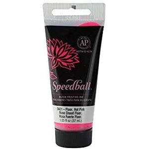 Speedball 37ml 1.2oz Wateroplosbare Blok Inkt Fluorescerend Hot Pink, Blok Print, Lino Print, Zeefdruk, voor Artiesten Kit