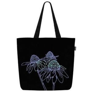 Ecoright Grote canvas draagtassen voor dames, met binnenzak, herbruikbare draagtas met ritssluiting, voor school, werk, winkelen, strand, Nacht Tuin, One Size