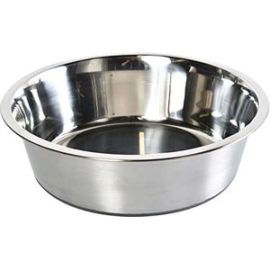 Dehner Favoriete honden- en kattenbak zilver, ca. Ø 25,5 cm, hoogte 7 cm, volume 2600 ml, roestvrij staal, zilver