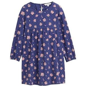 TOM TAILOR - Jurk - Nachtblauw - A-lijn - Katoen - Bloemenprint