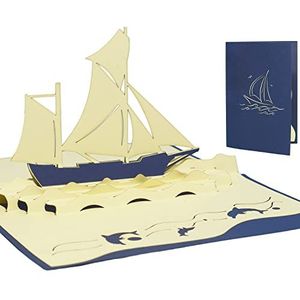 LIN-POP UP 3D wenskaarten felicitatiekaarten verjaardagskaarten schip, reisvoucher zeilboot