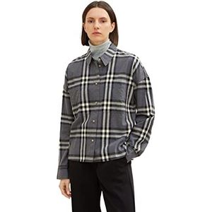 TOM TAILOR Dames Hemdblouse met ruitpatroon 1034022, 30673 - Anthracite Big Check Woven, 32