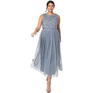 Maya Deluxe Berry Embellished Midaxi Dress bruidsmeisjesjurk voor dames, stoffig Blauw, 26
