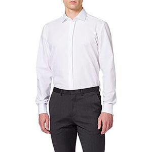 Seidensticker Zakelijk overhemd voor heren, shaped fit, strijkvrij, kent-kraag, lange mouwen, omslagmanchet, 100% katoen, wit (wit 01), 39