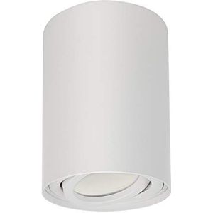 Maclean MCE422 W plafondopbouwlamp met GU10-fitting voor led- en halogeenlampen tot 40 W opbouw, zwenkbaar aluminium (wit, 1 stuk - rond)