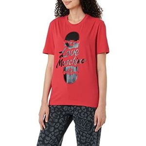Love Moschino T-shirt voor dames, regular fit, korte mouwen, met glanzende skateboardprint, rood, 40