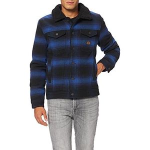Superdry Highwayman Wool Sherpa Trucker Denim Jacket voor heren, Blauwe Falls Ombre, XXL