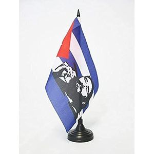 Cuba tafelvlag met Fidel Castro 21x14cm - KLEINE Cubaanse KANTOORVLAG 14 x 21 cm - AZ VLAG