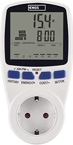EMOS P5822 Stroomverbruikmeter - Wit - 230 V - Met LED-indicatie en Beveiliging