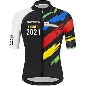 Santini Heren Tono S/S Jersey Slash Flanders 2021 tricot, zwart/wit (meerkleurig), XXS