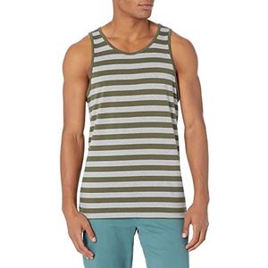 Amazon Essentials Regular-fit Stripe Tank Top T-Shirt, Donkergroen/Lichtgrijze Heide,