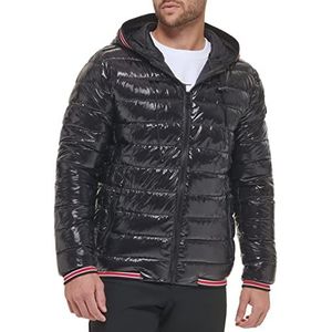 Calvin Klein Heren Calvin Klein Heren Hooded Super Shine Puffer Jacket Jacket, Zwart, S