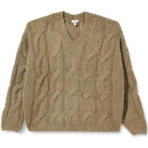 Mavi Dames V-hals sweater pullover, Kaki, XS