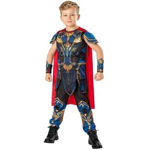 Rubies Deluxe Thor-kostuum, maat XL, 9-10 jaar, jongens, blauw, goud, rood