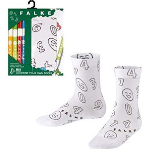 Falke Number Paint Set Sokken, uniseks, voor kinderen, katoen, wit, om in te kleuren, geschenkverpakking, 1 paar