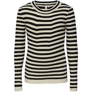 PIECES Pkcrista Ls O-Neck Knit Tw Noos Bc Pullover voor meisjes, zwart/strepen: berk, 116 cm
