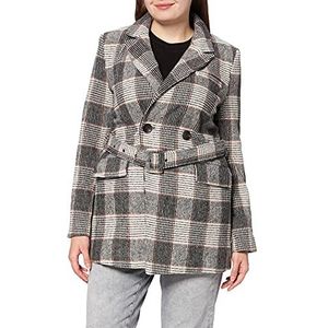 usha BLACK LABEL Glencheck korte jas dames 17610871, Wit geruit, L