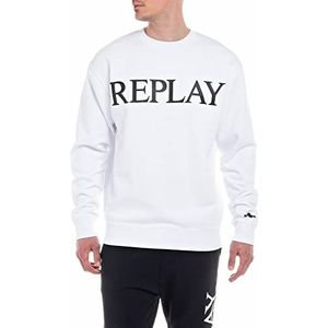 Replay Heren sweatshirt 100% katoen, 001, wit, XS
