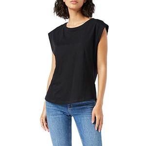 Urban Classics Dames T-shirt Dames Basic Shaped Tee, Basic T-shirt voor vrouwen met ingekorte mouwen in 6 kleuren, maten XS - 5XL, zwart, XS
