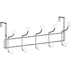 Premier Housewares Deurgarderobe, 10 haken wit, chroom, kunststof, 12x41x16