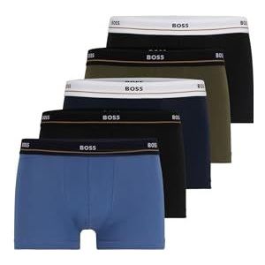 BOSS Trunk 5P Essential boxershorts voor heren, 5 stuks, van stretchkatoen met logo's op de tailleband, 984 zwart/marineblauw/olijfgroen, XL