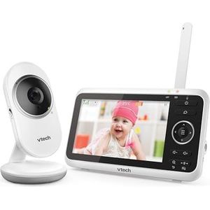 Vtech VM350 babymonitor met camera, 5 inch video babymonitor met camera, lcd-kleurenscherm en nachtzichtfunctie met intercomfunctie, lullabies en geluiden