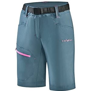 Black Crevice Trekkingshorts voor dames, korte wandelshorts voor dames, outdoorshorts, waterafstotend en sneldrogend, duurzame en ademende wandelshorts met zakken, Blue Mirage/Roze, 44 NL