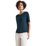 Street One Dames Shirt met decoratieve halslijn in Turkoois, in size: 34