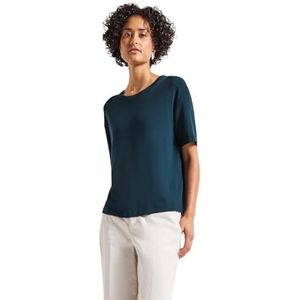 Street One Dames Shirt met decoratieve halslijn in Turkoois, in size: 34