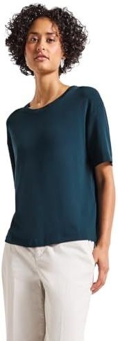 Street One Dames Shirt met decoratieve halslijn in Turkoois, in size: 34