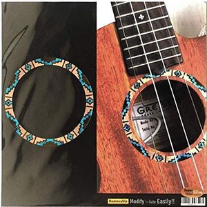 Inlay Sticker Sticker voor Tenor Ukulele - Soundhole Rosette/Purfling - Native American Pattern - Natural