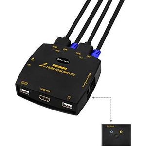 JideTech USB KVM-switch HDMI 2-poort met 2-pc Displayport kabels, 4096 x 2160 @ 60 Hz 4: 4: 4 Ondersteunt draadloos toetsenbord en muis met audio-microfoon