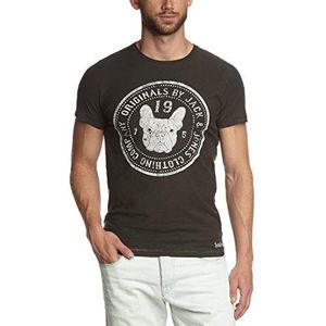 JACK & JONES Heren T-shirt RINGER TEE SS CREW NECK ORIG, grijs (Pirate Black Detail: slim fit), S