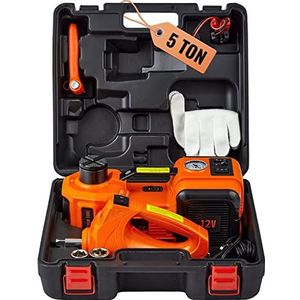 VEVOR 5T 12V DC elektrische hydraulische auto krik automatische lift 155-450 mm heffen Jack met slagmoersleutel LED Lamp Tyre Inflator voor langs de weg band wisselaar SUV Hatchback