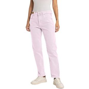 Replay Dames Straight Fit High Waist Jeans Maijke Straight, 066 Bubble Pink, 29W x 28L