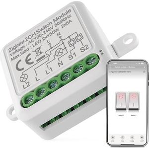 EMOS GoSmart Lichtschakelaarmodule/Zigbee Smart Switch met app, inbouwrelaisschakelaar voor afstandsbediening, spraakbesturing van de verlichting met Alexa en Google Home, voor dubbele schakelaar