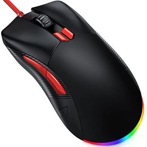EKSA Gaming muis zwart 12.400 dpi (68G ultralichte, optische sensor, hoge precisie, 8 programmeerbare toetsen