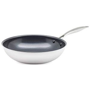 GreenPan Venice Pro Wokpan met keramische coating, roestvrij staal, inductie, 28 cm, zilver, 50,5 x 28,8 x 10,9 cm