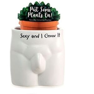 Boxer Gifts Sexy and I Grow It' Novelty Body Shaped Plant Pot | Grappig onbeleefd Home Decor Gift, Keramisch, Wit, One Size