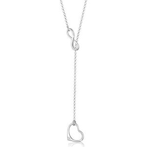 Elli DIAMONDS Halsketting dames hart Infinity hanger Y-ketting Trend met diamant (0,02 ct.) van 925 sterling zilver, 450, facetgeslepen, Diamant