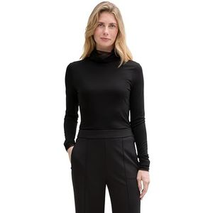 TOM TAILOR T-shirt met lange mouwen voor dames, 14482 - Deep Black, XXS