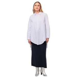 Ulla Popken Lange damesblouse, uitlopende blouse, sneeuwwit, 54/56 Grote maten