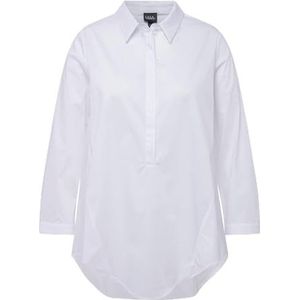 Ulla Popken Lange damesblouse, uitlopende blouse, sneeuwwit, 46/48 Grote maten
