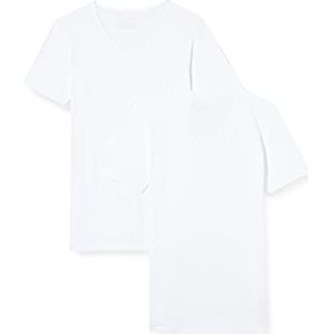 Schiesser Heren 2 stuks onderhemd V-hals met mouwen biologisch katoen - 95/5 biologisch, wit, M