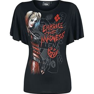 DC Comics - Harley Quinn - Embrace Madness - Top - boothals en vlindermouwen - zwart - S