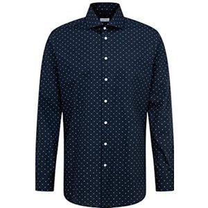 Seidensticker Men's Regular Fit shirt met lange mouwen, donkerblauw, 40, donkerblauw, 40