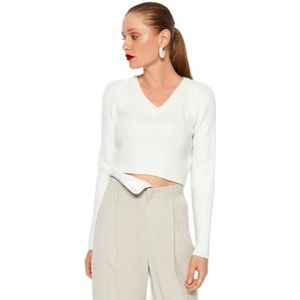 Trendyol Vrouwen Vrouw Slim Fit Knitwear Trui, Ecru, S